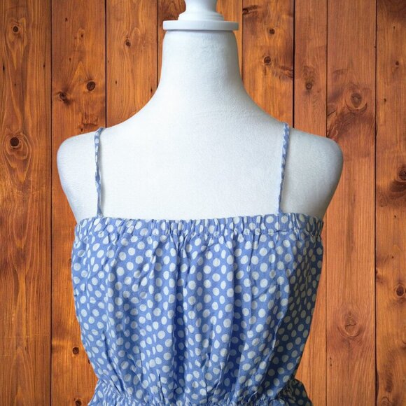 Forever 21Juniors Medium Spaghetti Strap Peplum Polka Dot Crop Top Blouse - Picture 3 of 6